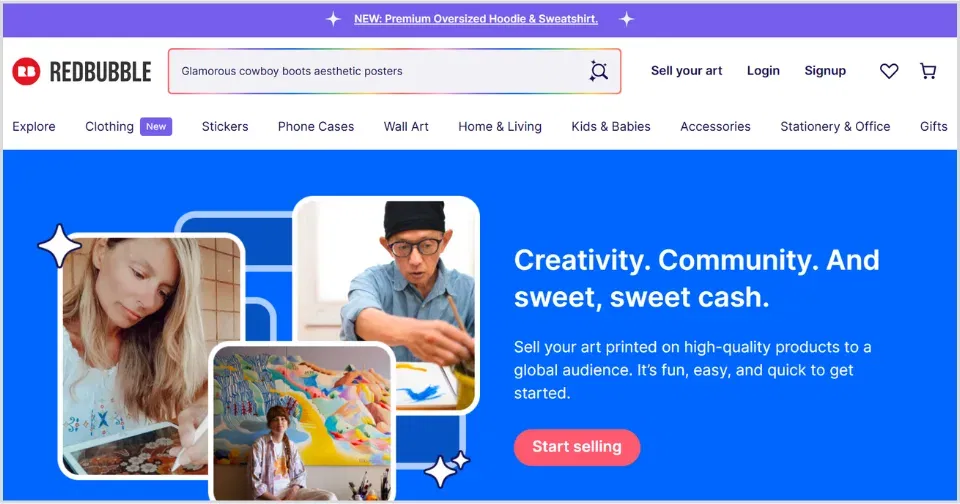 website to make money online - Redbubble