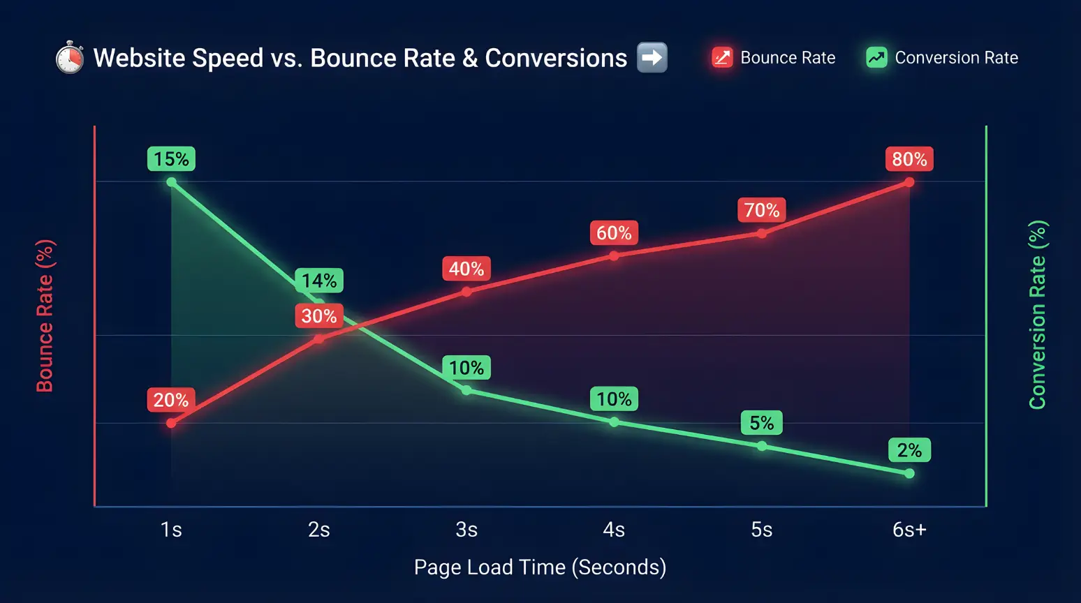 Website Speed vs Bounce Rate vs Conversions