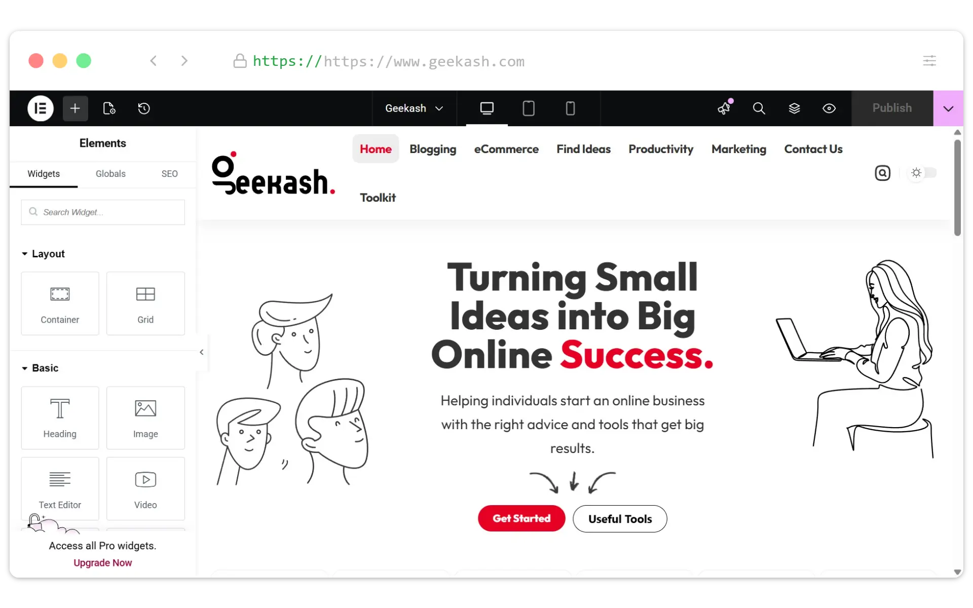 Geekash elementor customization