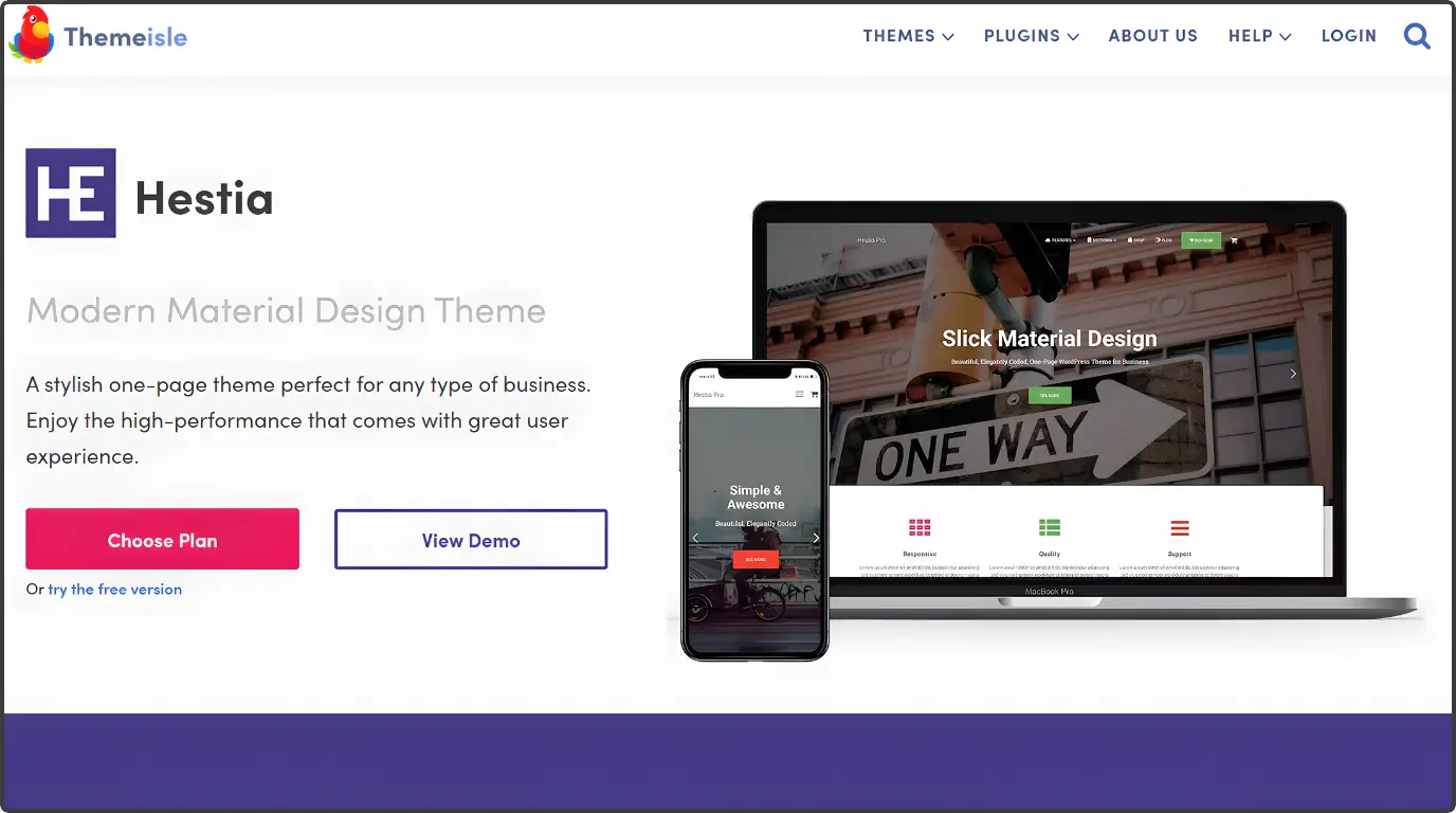 Hestia lightweight WordPress theme