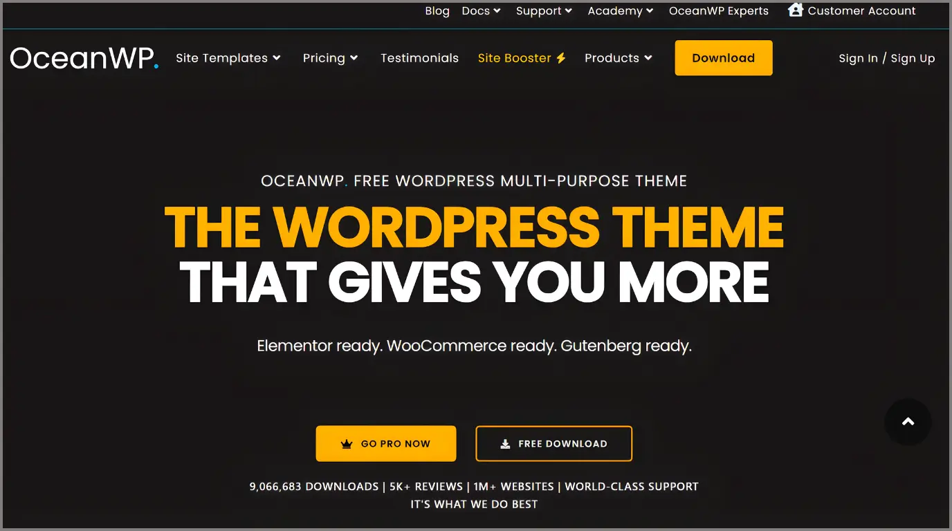 OceanWP lightweight WordPress theme